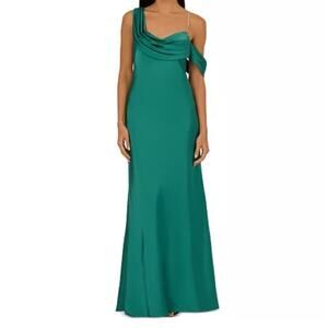 Adrianna Papell Women's Stretch Satin Long Dress Jungle Green Size 4 NWT